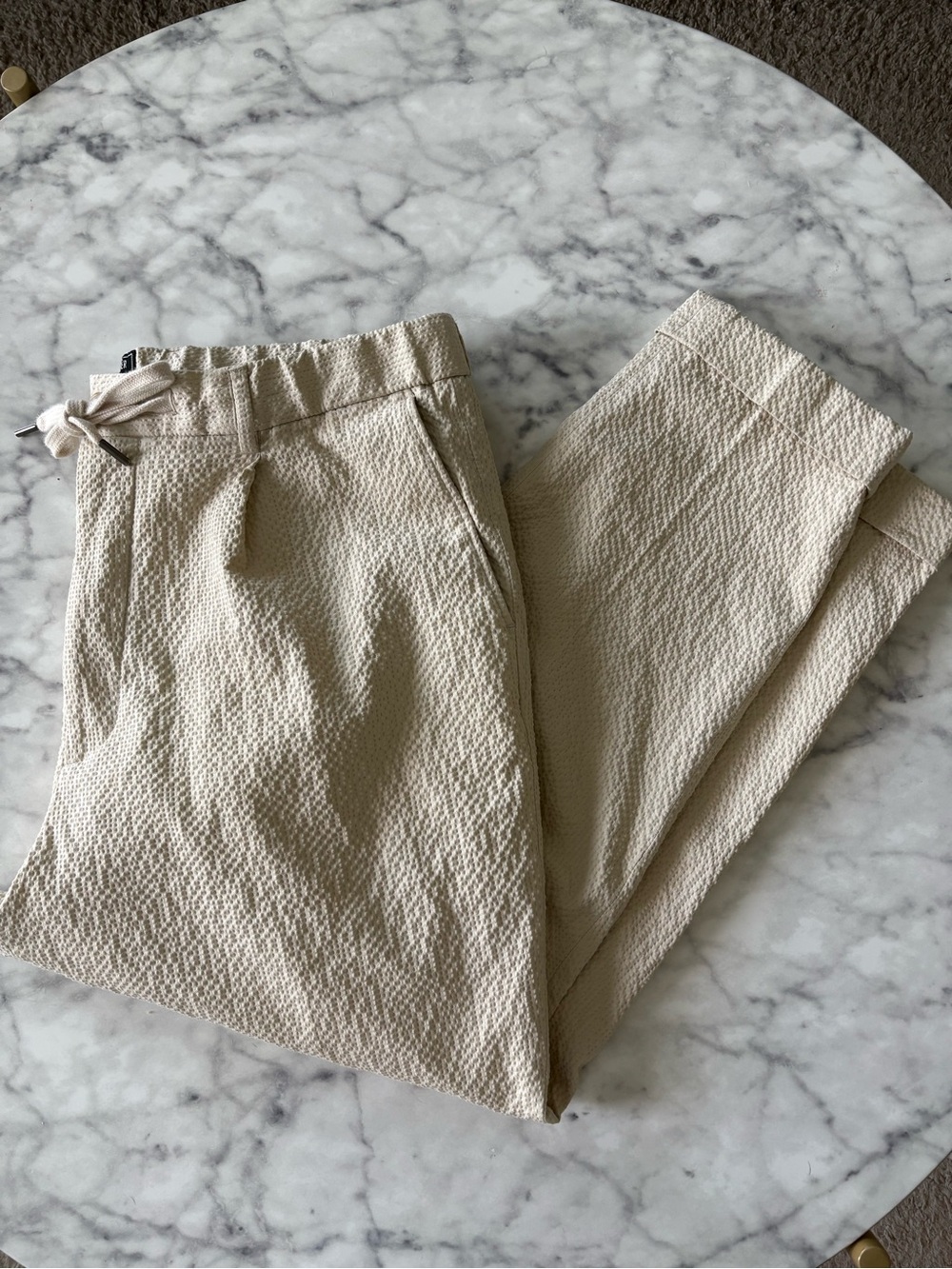 Todd Snyder Cream Seersucker Drawstring Joggers
